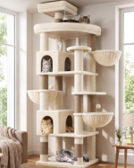 Globlazer Extra Large Cat Tree Tower, 82in Tall Heavy Duty Cat Tree for Indoor Cats Large Adult Big Cat Tower with 8 Scratching Posts, 2 Cat Condos, 2 Top Perches, 3 Hanging Baskets, S82, Beige - Image 2