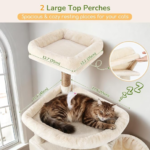 Globlazer Extra Large Cat Tree Tower, 82in Tall Heavy Duty Cat Tree for Indoor Cats Large Adult Big Cat Tower with 8 Scratching Posts, 2 Cat Condos, 2 Top Perches, 3 Hanging Baskets, S82, Beige - Image 3