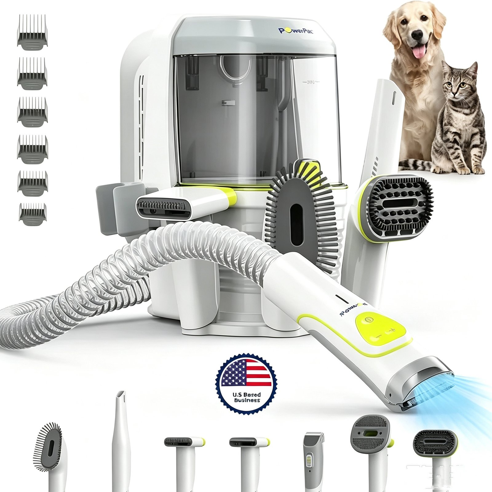 2f9ee7bd52df425291dcf2e9ed2f194f Professional Dog Grooming Vacuum Kit, Dogs & Cats, Direct Handheld Control, 7 Grooming Tools, Deshedding and Dematting for Grooming, Large 2.2L Dust Bin, UL, HEPA Filter | Direct Handheld Control, 7 Grooming Tools, Deshedding and Dematting for Grooming, L - Image 1