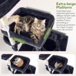 Globlazer Extra Large Cat Tower, 81-inch Tall Cat Tree for Big Cats 20 lbs, XXL Heavy Duty Cat Scratching Tower for Indoor Adult Cats with 3 Cat Condos, 8 Scratching Posts, F81, Dark Grey - Image 4