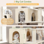 Globlazer Extra Large Cat Tree Tower, 82in Tall Heavy Duty Cat Tree for Indoor Cats Large Adult Big Cat Tower with 8 Scratching Posts, 2 Cat Condos, 2 Top Perches, 3 Hanging Baskets, S82, Beige - Image 4