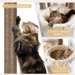 Globlazer Extra Large Cat Tree Tower, 82in Tall Heavy Duty Cat Tree for Indoor Cats Large Adult Big Cat Tower with 8 Scratching Posts, 2 Cat Condos, 2 Top Perches, 3 Hanging Baskets, S82, Beige - Image 5