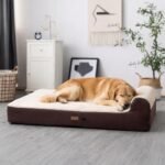 KOPEKS Jumbo Orthopedic Dog Bed - 7-inch Thick Memory Foam Pet Bed with Pillow with Removable Cover & Free Waterproof Liner - for Large Breed Dogs, XL, Brown-Plush Top - Image 3