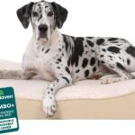 FurHaven Orthopedic Dog Bed for Large Dogs, Luxe Lounger Contour Mattress with Solid Orthopedic Foam Slab for Joint Support, Removable Washable Cover - Jumbo Plus XXL, Plush Suede, Cream