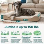 FurHaven Orthopedic Dog Bed for Large Dogs, Luxe Lounger Contour Mattress with Solid Orthopedic Foam Slab for Joint Support, Removable Washable Cover - Jumbo Plus XXL, Plush Suede, Cream - Image 3