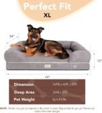 Friends Forever X-Large Dog Bed, Orthopedic Dog Sofa Memory Foam Mattress, Calming Dog Couch Bed, Wall Rim Pillow, Water Resistant Liner, Washable Cover, Non-Slip Bottom, Chester, X-Large Grey | Calming Dog Couch, Water Resistant Pet Bed, Washable Cover, Non-Slip Bottom, Chester, Grey, 44" x 34" x 10" - Image 5