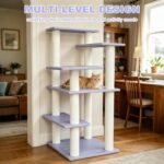 46in 5-Level Cat Tree,Indoor&Outdoor Large Cat Tower with Scratching Posts | Purple Tall Cat Tower,PVC Support Pipes and Waterproof PE Panels,Durable and Simple to Wipe Clean,Easy to Assemble CTT-8 - Image 7