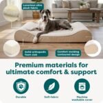 FurHaven Orthopedic Dog Bed for Large Dogs, Luxe Lounger Contour Mattress with Solid Orthopedic Foam Slab for Joint Support, Removable Washable Cover - Jumbo Plus XXL, Plush Suede, Cream - Image 5