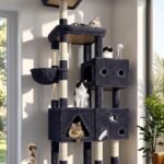Globlazer Extra Large Cat Tower, 81-inch Tall Cat Tree for Big Cats 20 lbs, XXL Heavy Duty Cat Scratching Tower for Indoor Adult Cats with 3 Cat Condos, 8 Scratching Posts, F81, Dark Grey