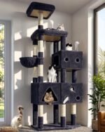 Globlazer Extra Large Cat Tower, 81-inch Tall Cat Tree for Big Cats 20 lbs, XXL Heavy Duty Cat Scratching Tower for Indoor Adult Cats with 3 Cat Condos, 8 Scratching Posts, F81, Dark Grey
