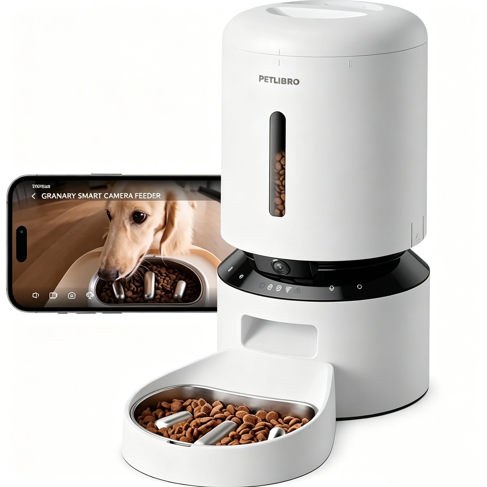 d85ffcbc15ee12646527cb350411974f PETLIBRO Automatic Cat Feeder with Camera, Auto Pet Food Dispenser Slow Feeder Dog Bowl, 1080P HD Video with Night Vision, 5G WiFi with 2-Way Audio, Stainless Steel Slow Food Tray for Small Dogs - Image 1